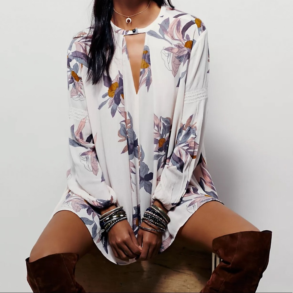 Electric Orchid Print Swing Tunic Free People